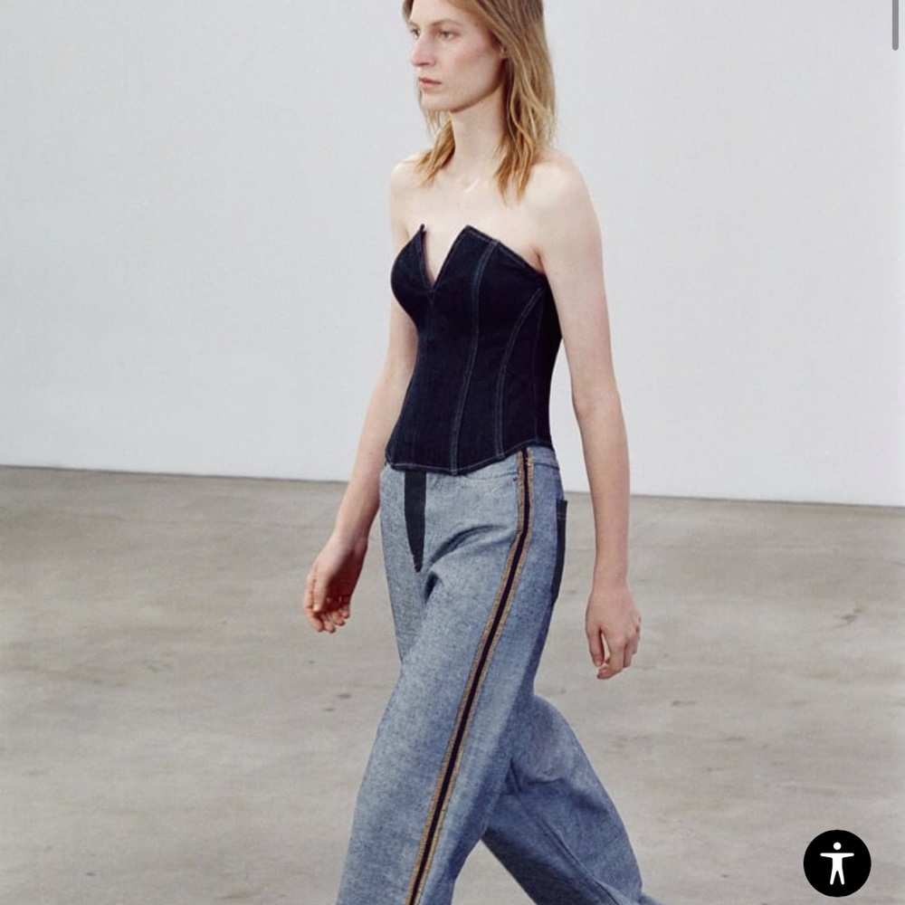 Women Zara ZW SPLIT DENIM CORSET